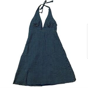 J. Crew Womens Cotton Tie Neck Green Blue Print  Summer Dress Size 14